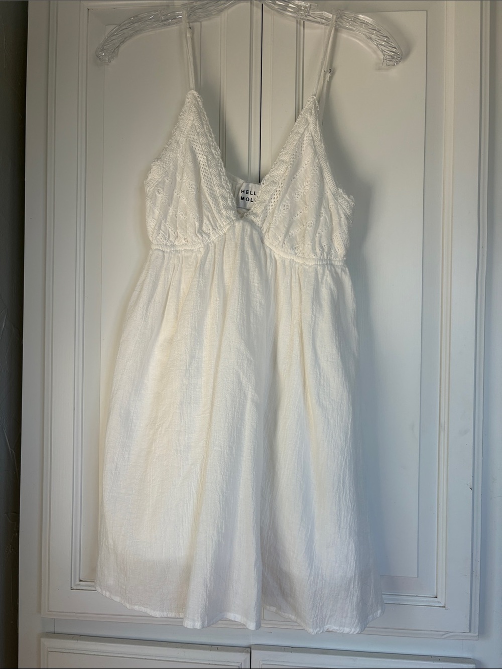 Hello Molly White Eyelet Cotton Slip Babydoll Dress